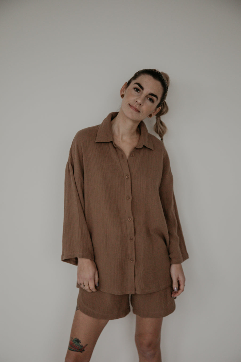 Sample - Mocha Gauze Top